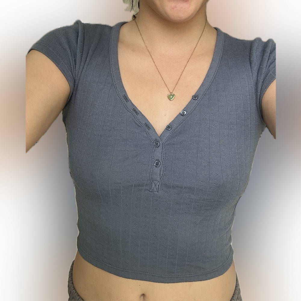 Women's Blue Eyelet Top